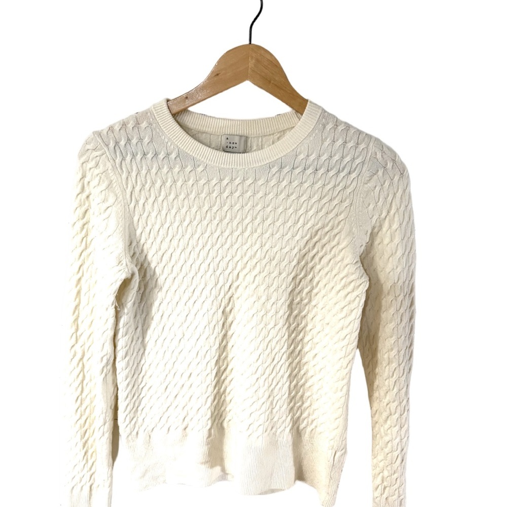 A New Day Cream Textured Cable Knit Sweater | Size XS